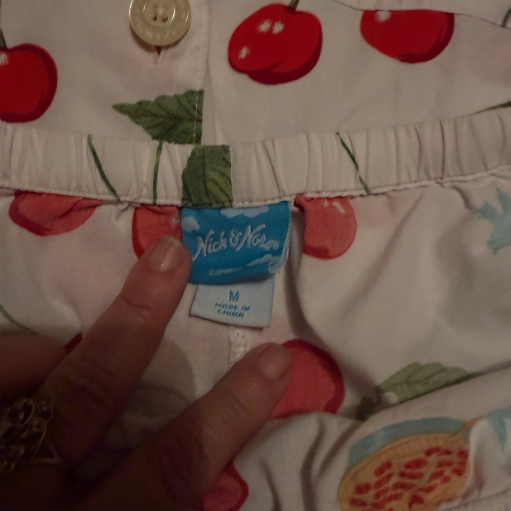 Nick & Nora White Button-Up with Red Cherry Print - Picture 7 of 8